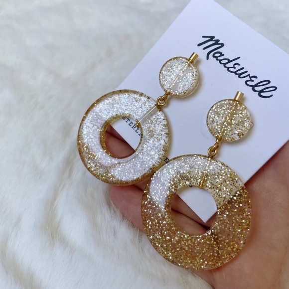 MADEWELL | Gold Glitter Statement Earrings - Picture 6 of 6